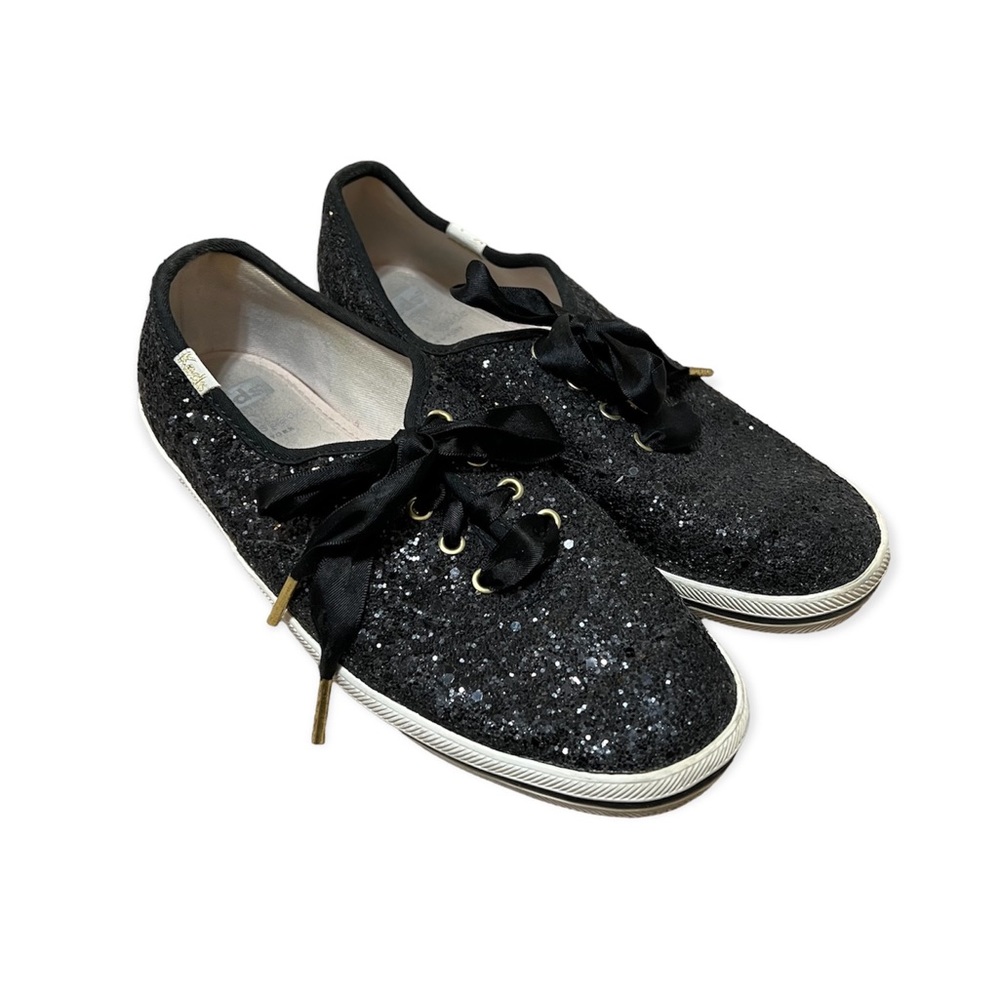 Kate Spade Keds Black Glitter Shoes—6.5